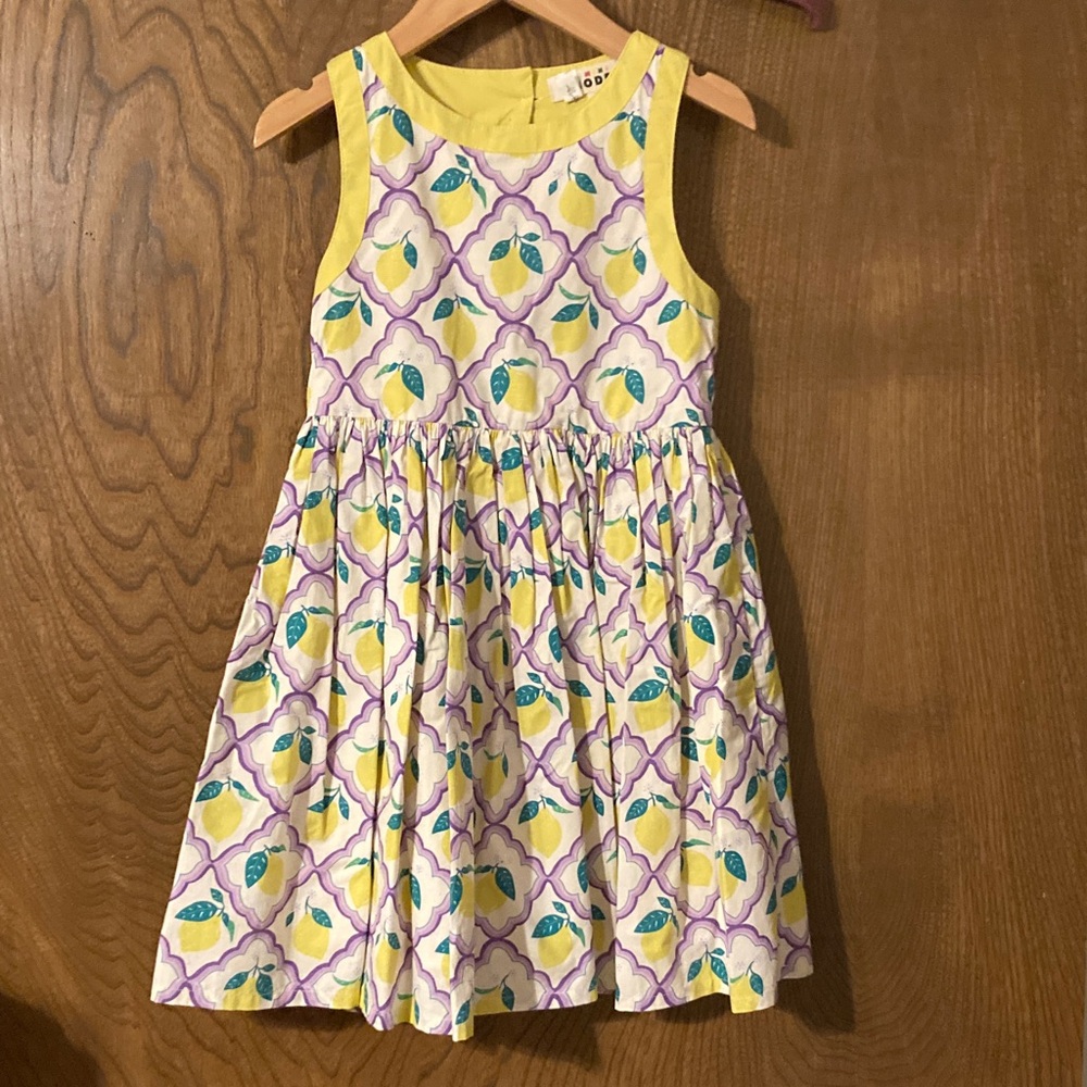 Mini Boden Girls Dress Yellow, Purple and Green Girls Size 5-6